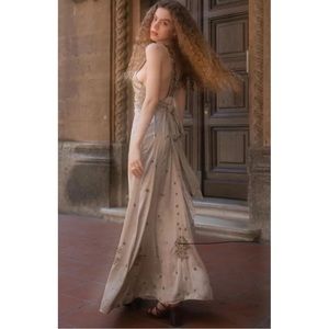 ZARA EMBROIDERED SATIN EFFECT DRESS LIMITED EDITION XS